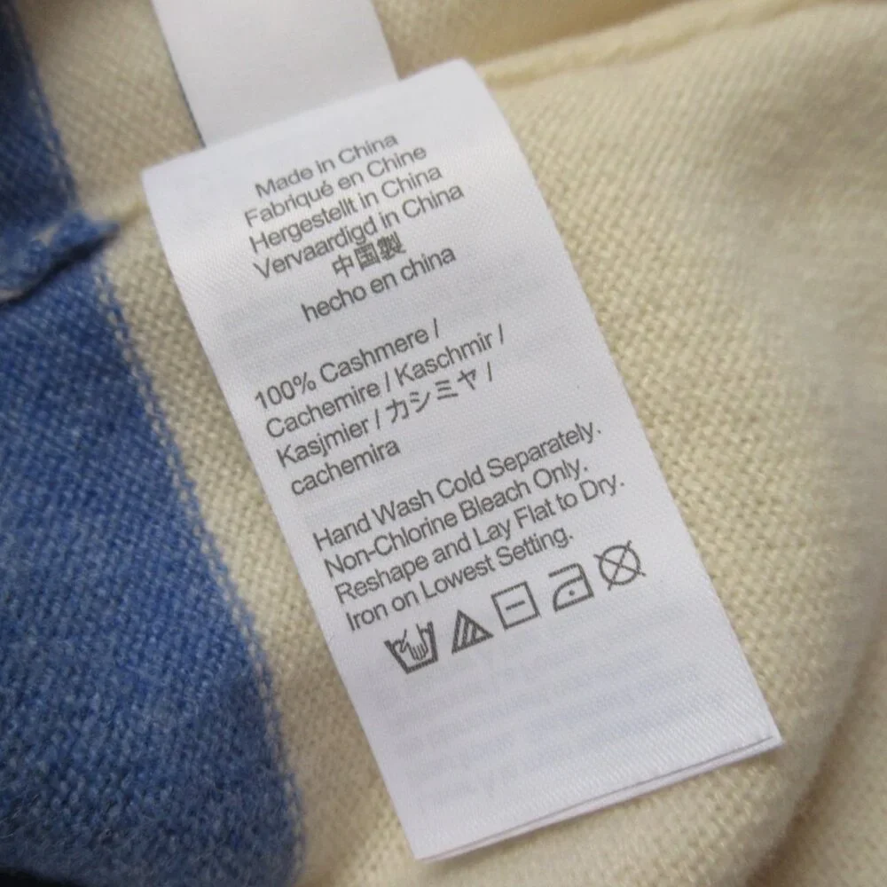 NWT J.Crew Short-Sleeve Cashmere T-shirt in Heather Blue Muslin Rugby Stripe S